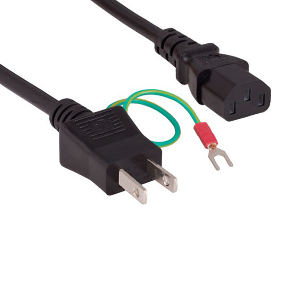 Japan Power Cord with Ground (IEC-320-13 to JIS 8303)